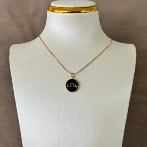 Collar ajustable con dije redondo pulso cardiaco dorado