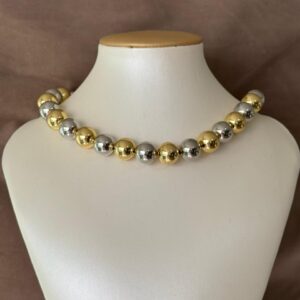 Collar, Gargantilla de balín dorado y plateado